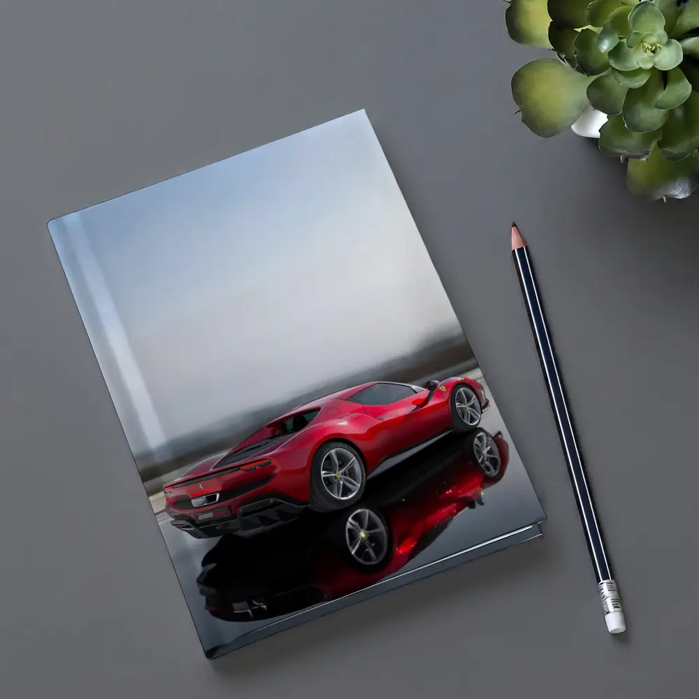 Ferrari 296 GTB Red On Open Road – Notebooks