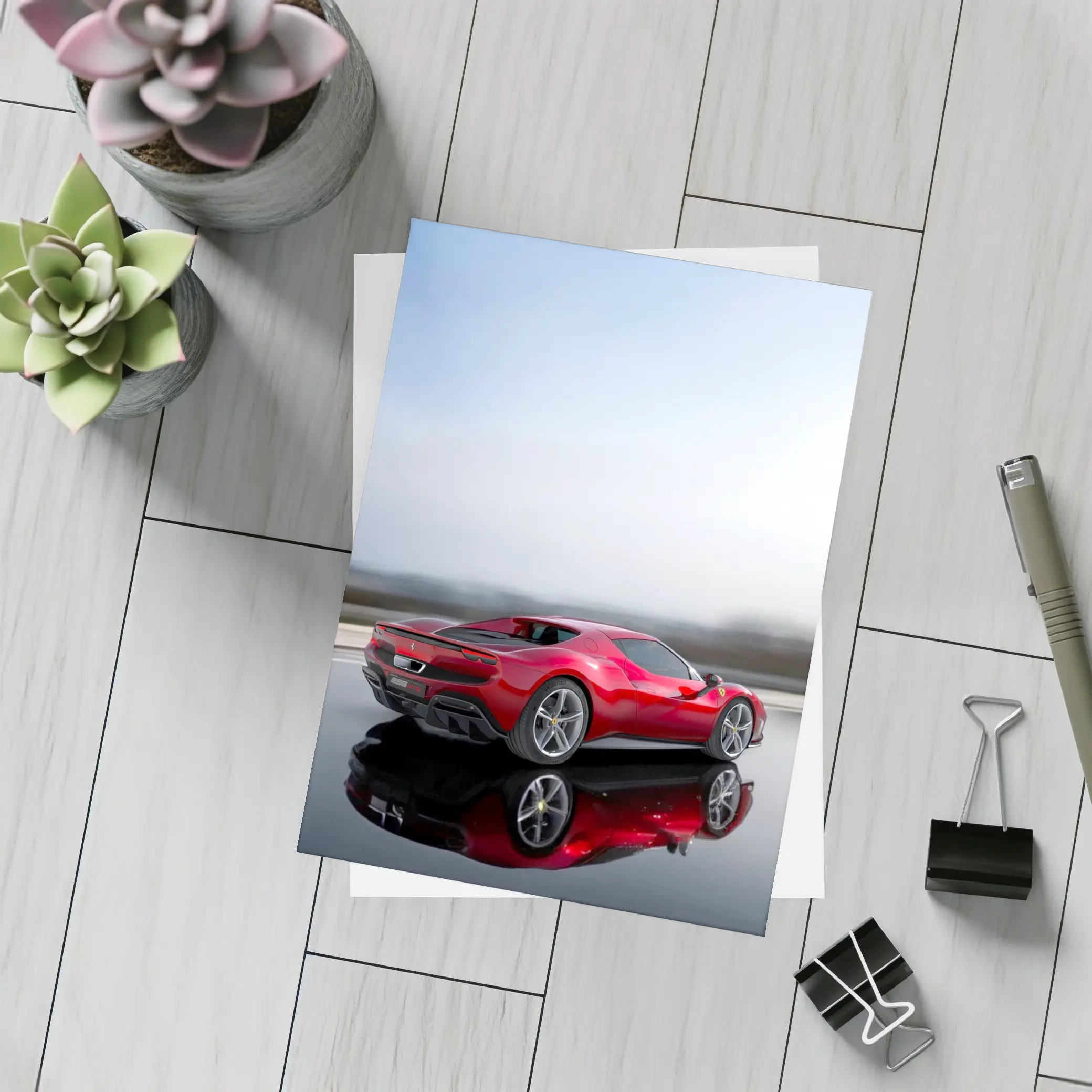 Ferrari 296 GTB Red On Open Road – Postcards