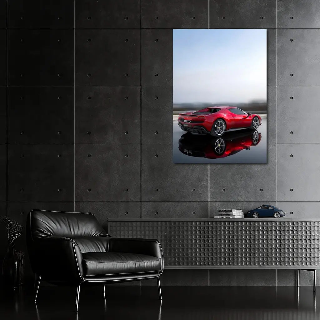 Ferrari 296 GTB Red On Open Road – Wall Art