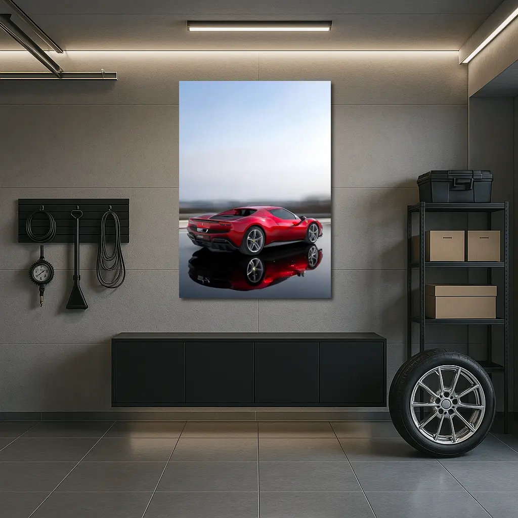 Ferrari 296 GTB Red On Open Road – Wall Art