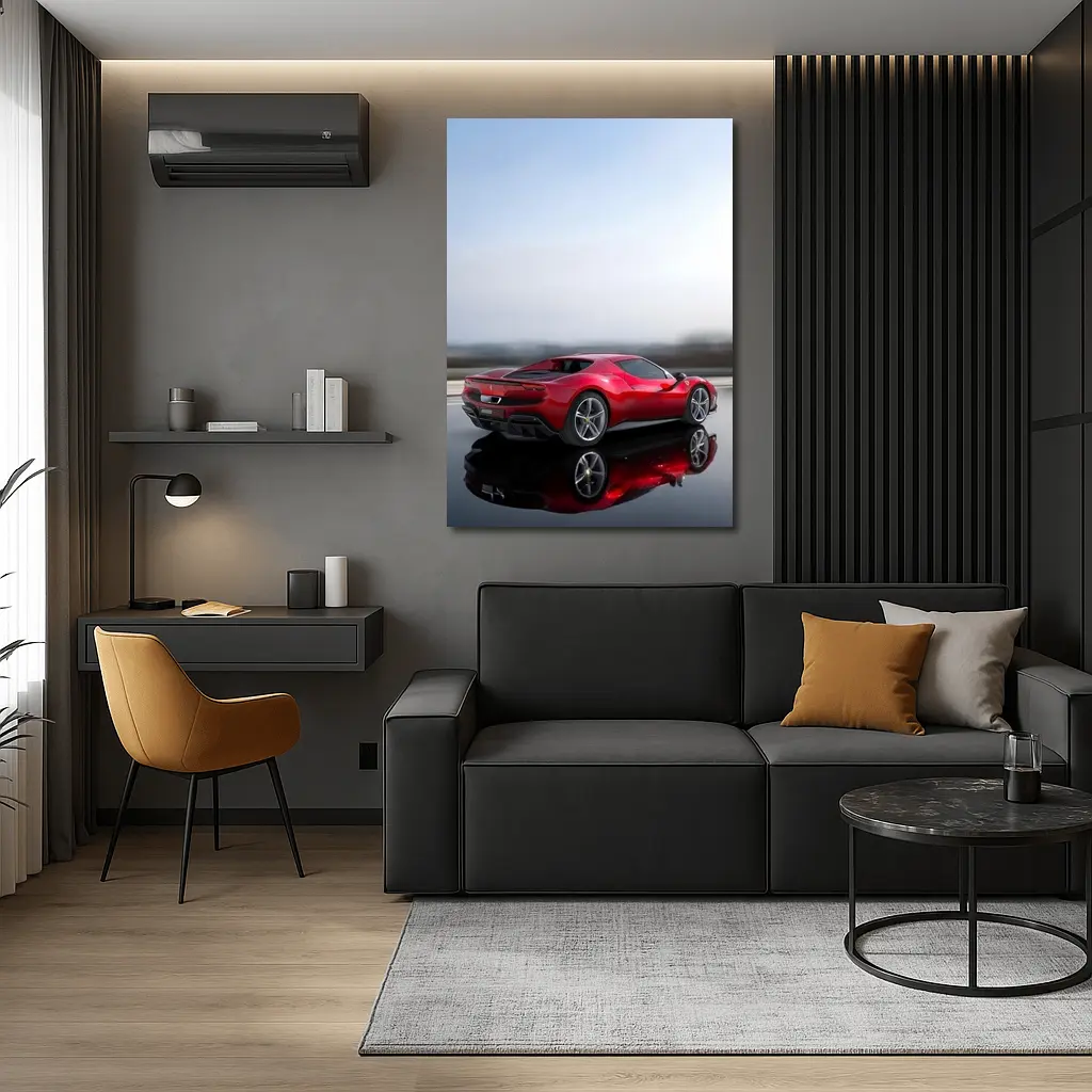 Ferrari 296 GTB Red On Open Road – Wall Art