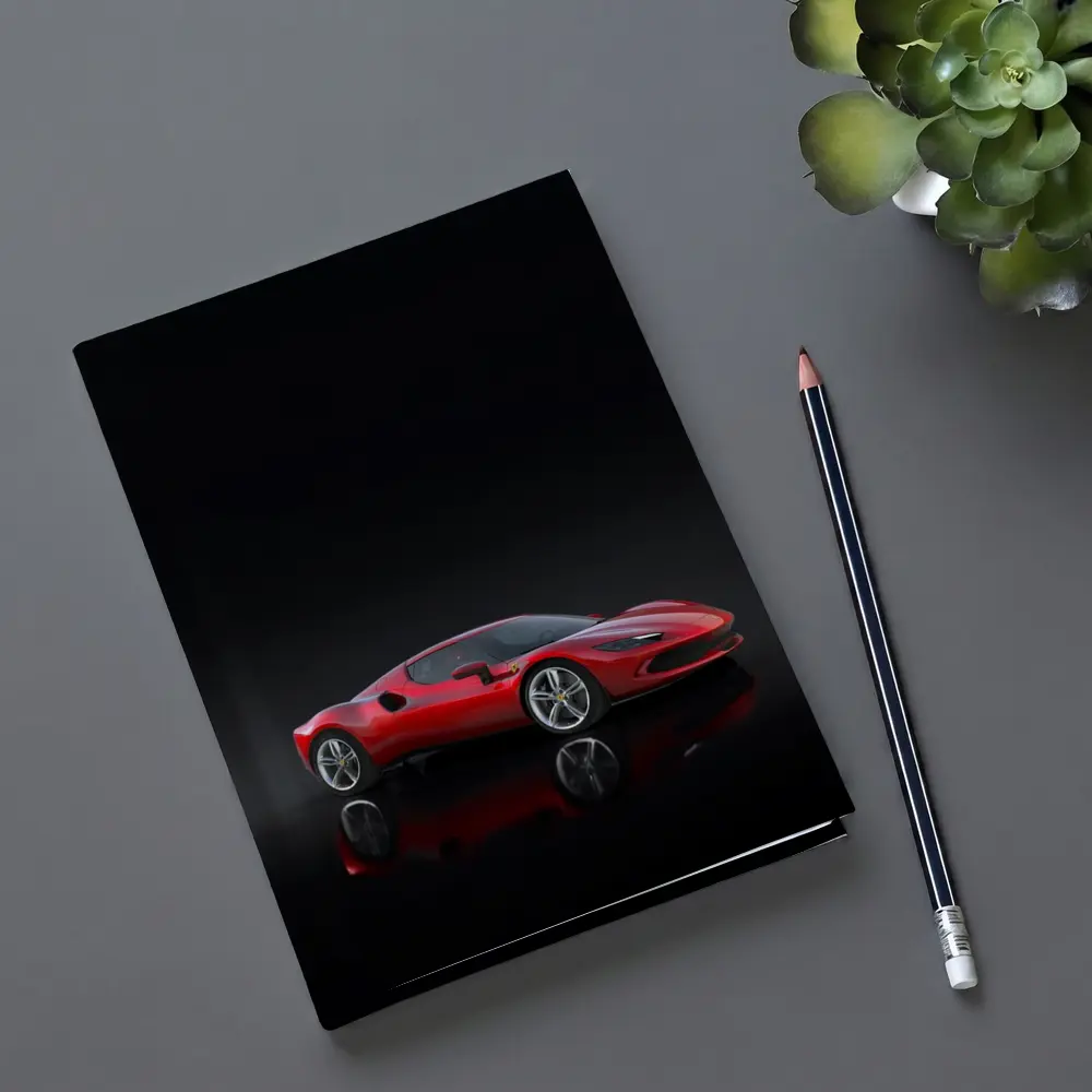 Ferrari 296 GTB Red on Dark Background – Notebooks