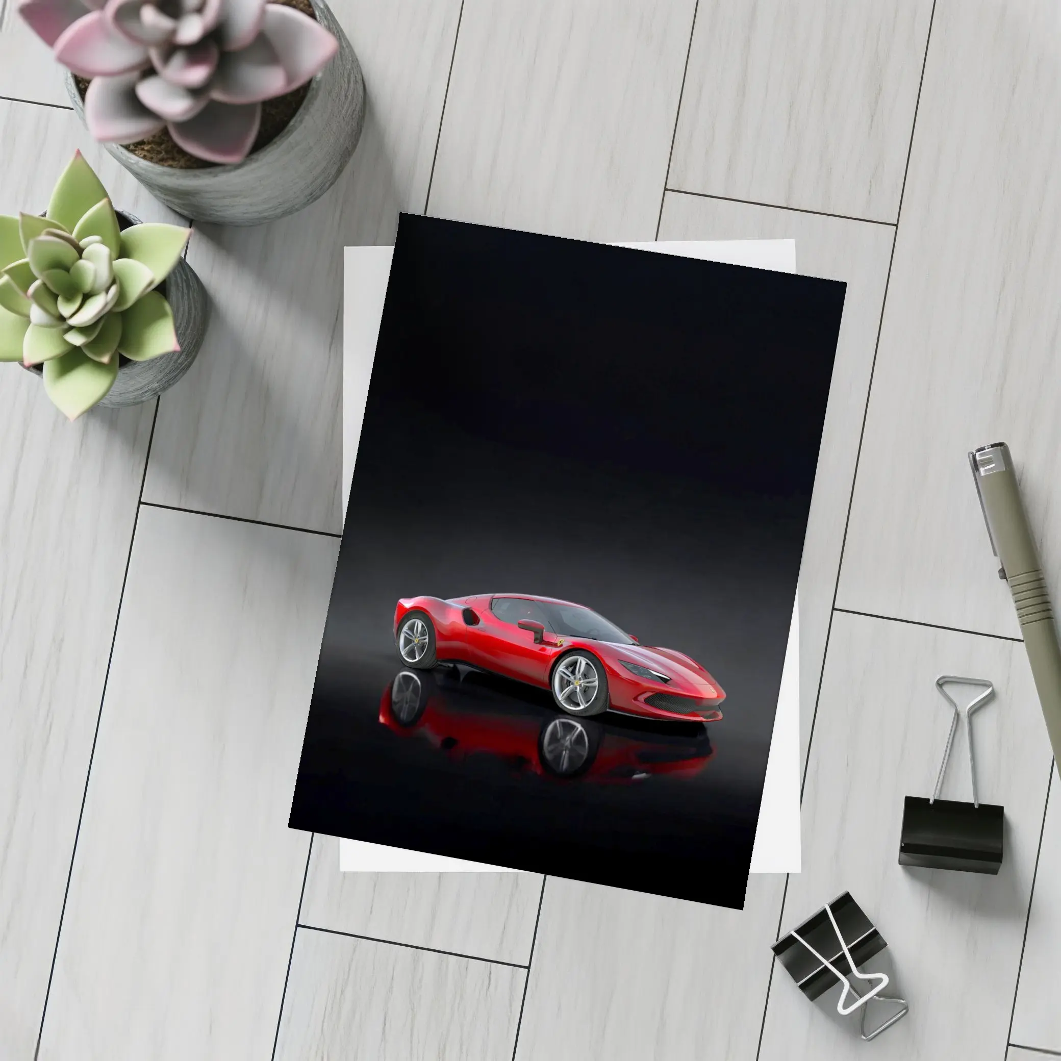 Ferrari 296 GTB Red on Dark Background – Postcards