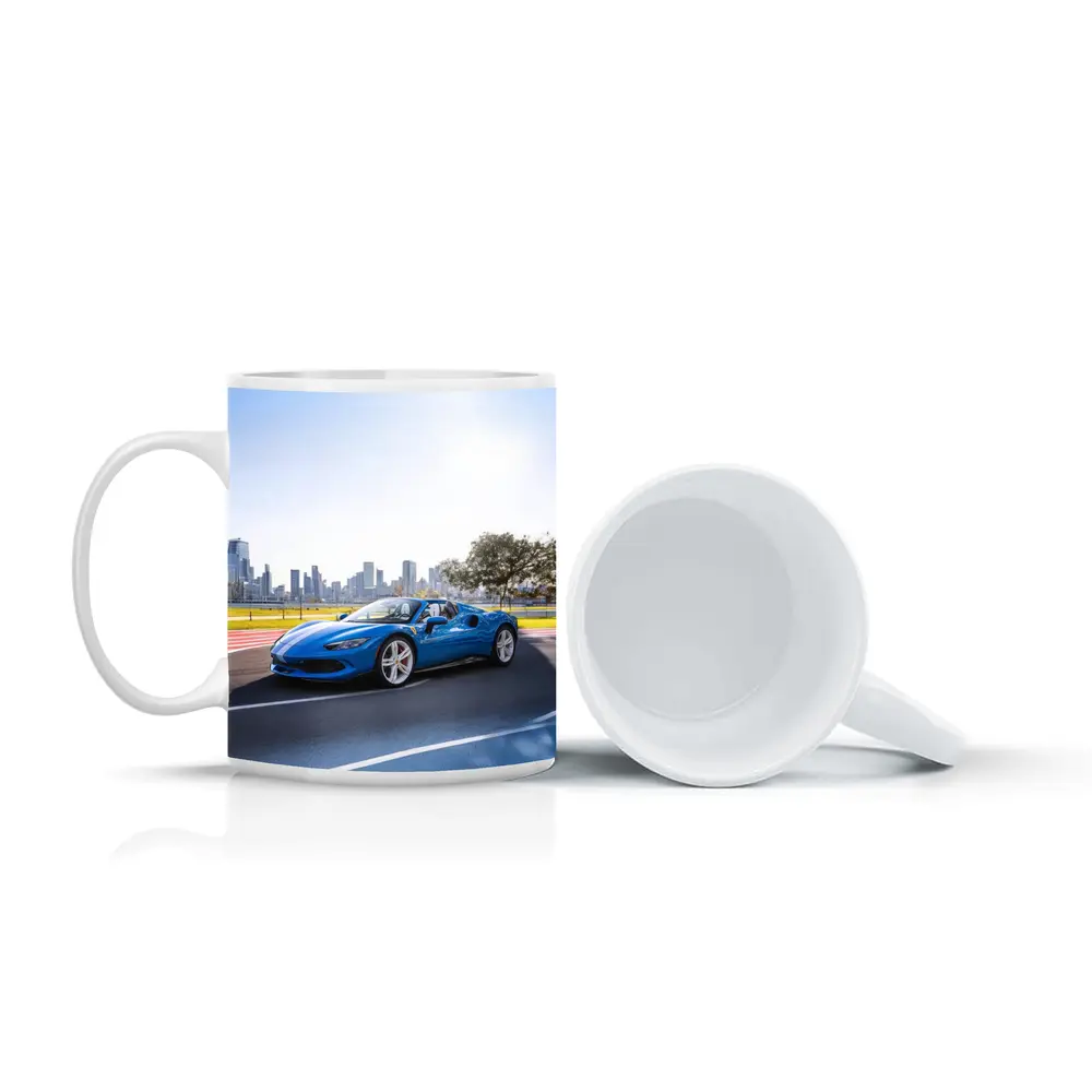 Ferrari 296 GTS Blue City Skyline – Mugs