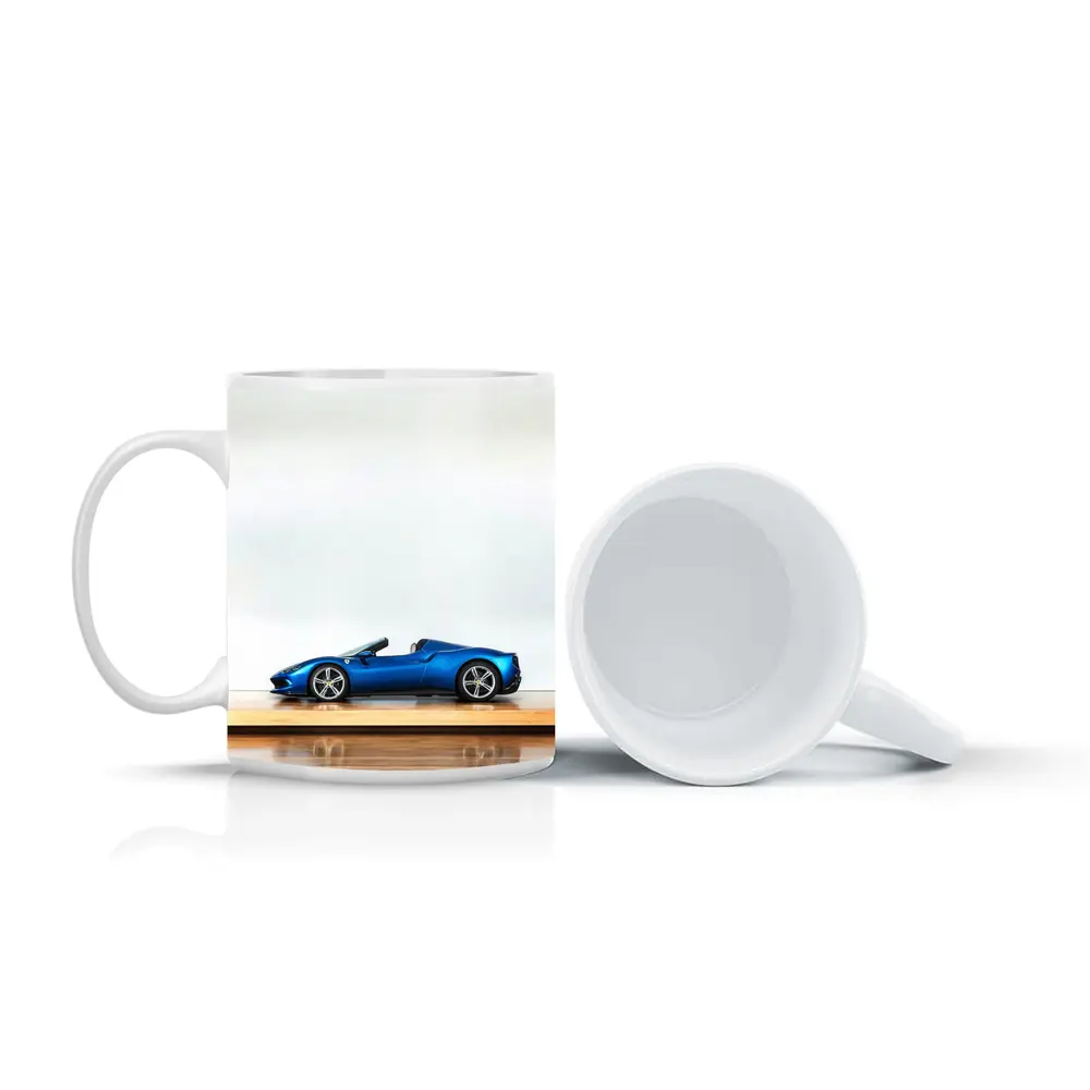 Ferrari 296 GTS Blue on Wooden Parquet – Mugs