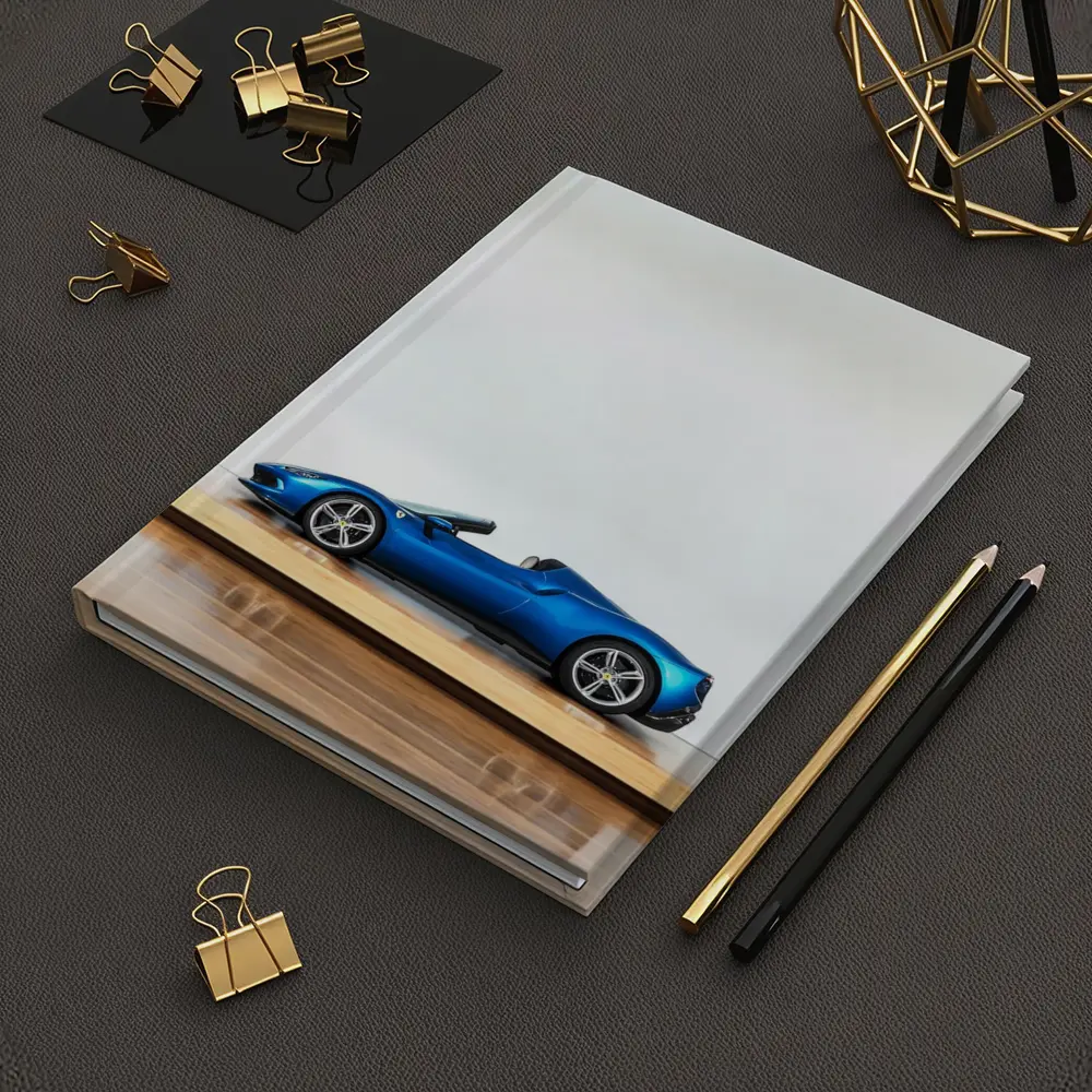 Ferrari 296 GTS Blue on Wooden Parquet – Notebooks