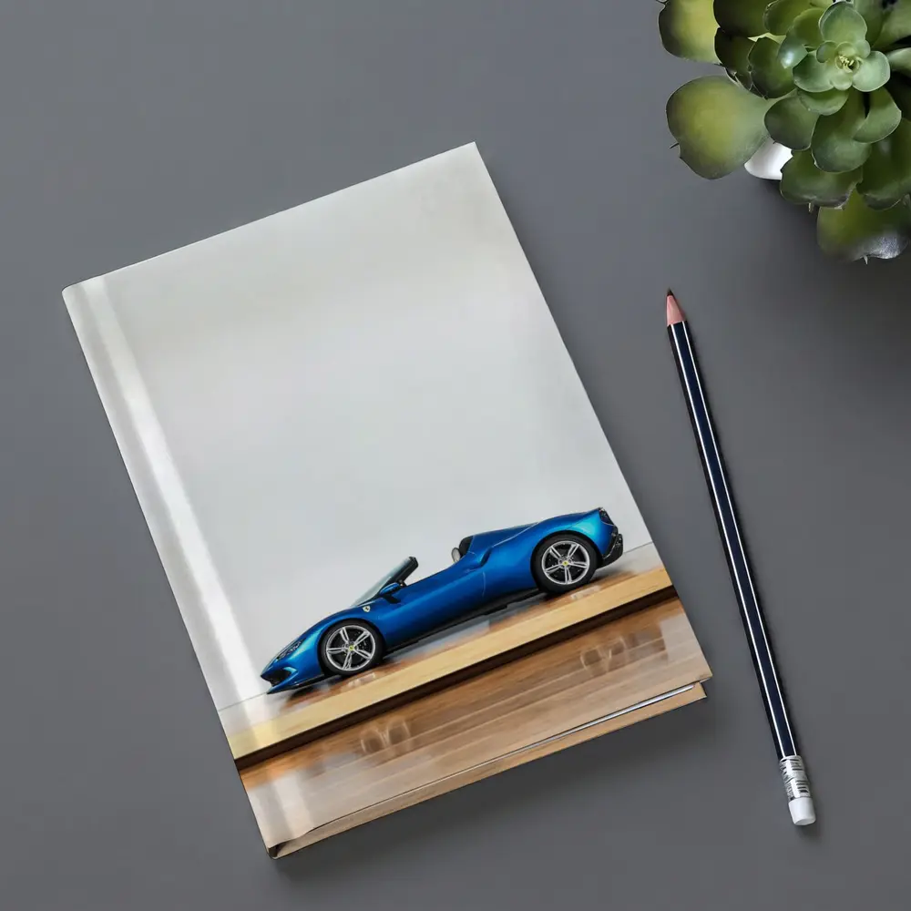 Ferrari 296 GTS Blue on Wooden Parquet – Notebooks