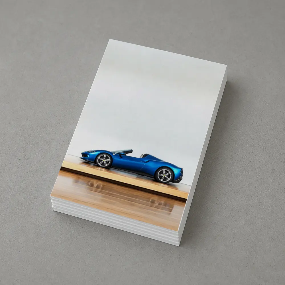 Ferrari 296 GTS Blue on Wooden Parquet – Postcards