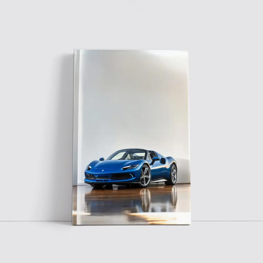 Ferrari 296 GTS Blue Supercar Indoor Setting – Wall Art
