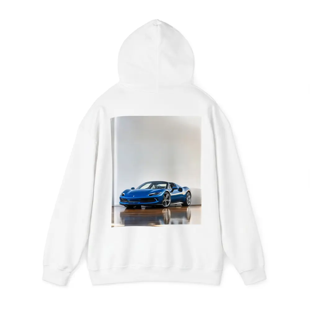 Ferrari 296 GTS Blue Supercar Indoor Setting – Hoodies