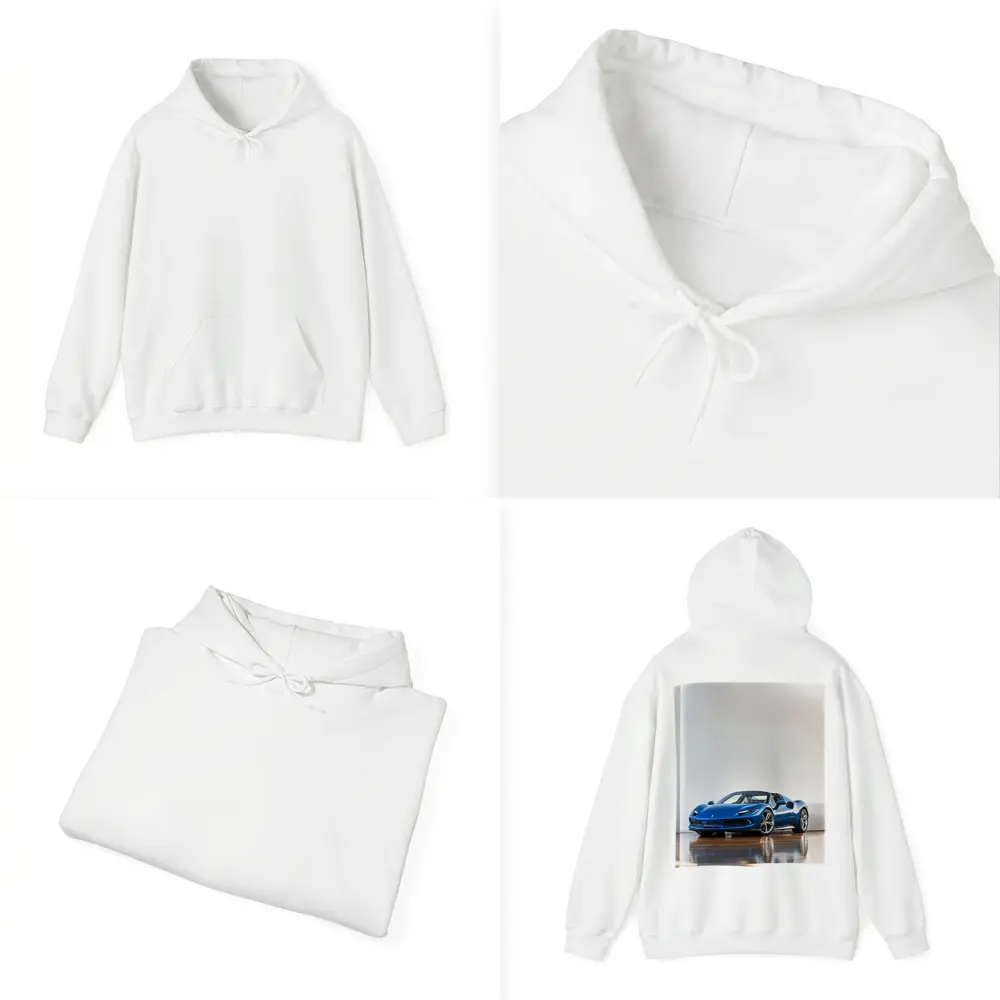 Ferrari 296 GTS Blue Supercar Indoor Setting – Hoodies