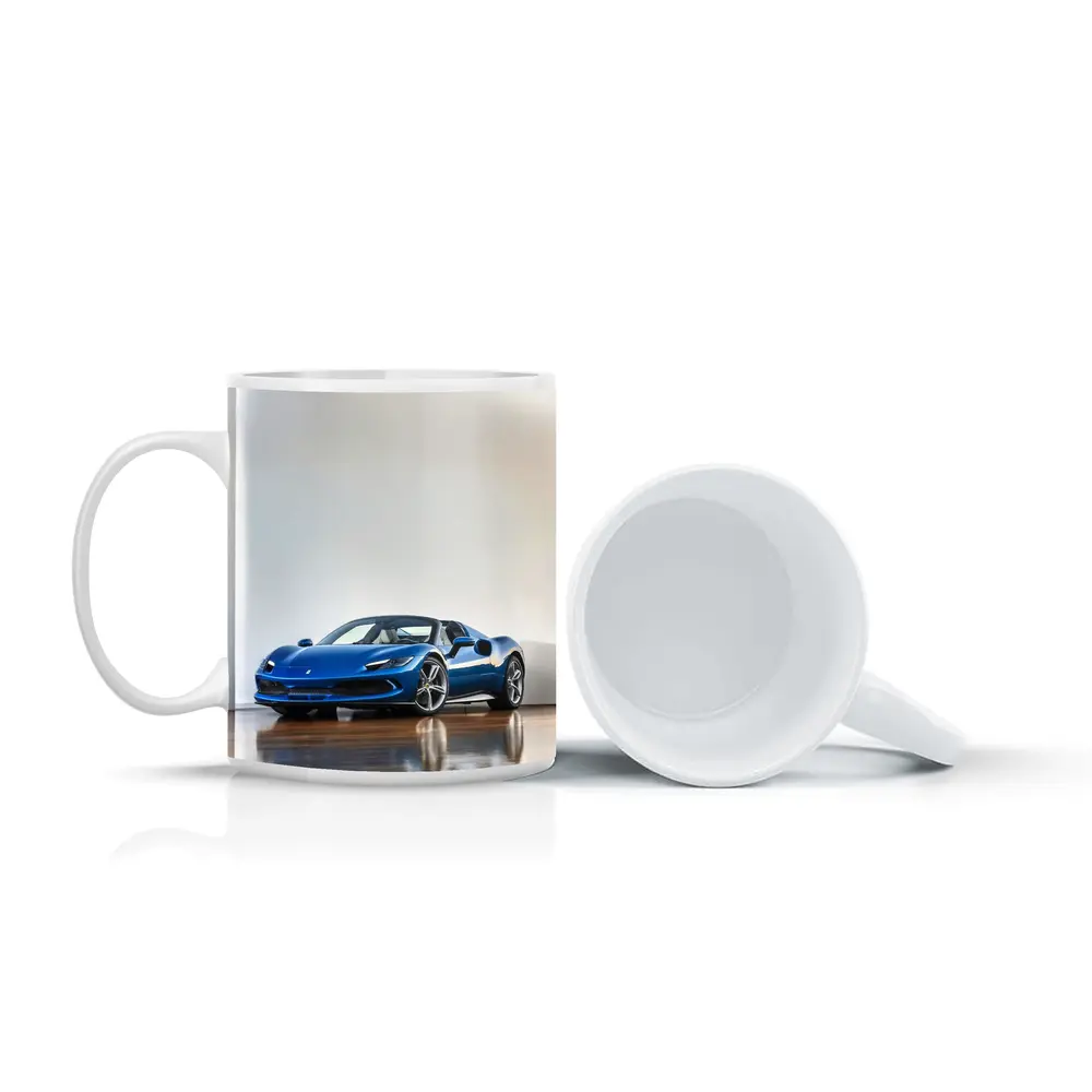 Ferrari 296 GTS Blue Supercar Indoor Setting – Mugs