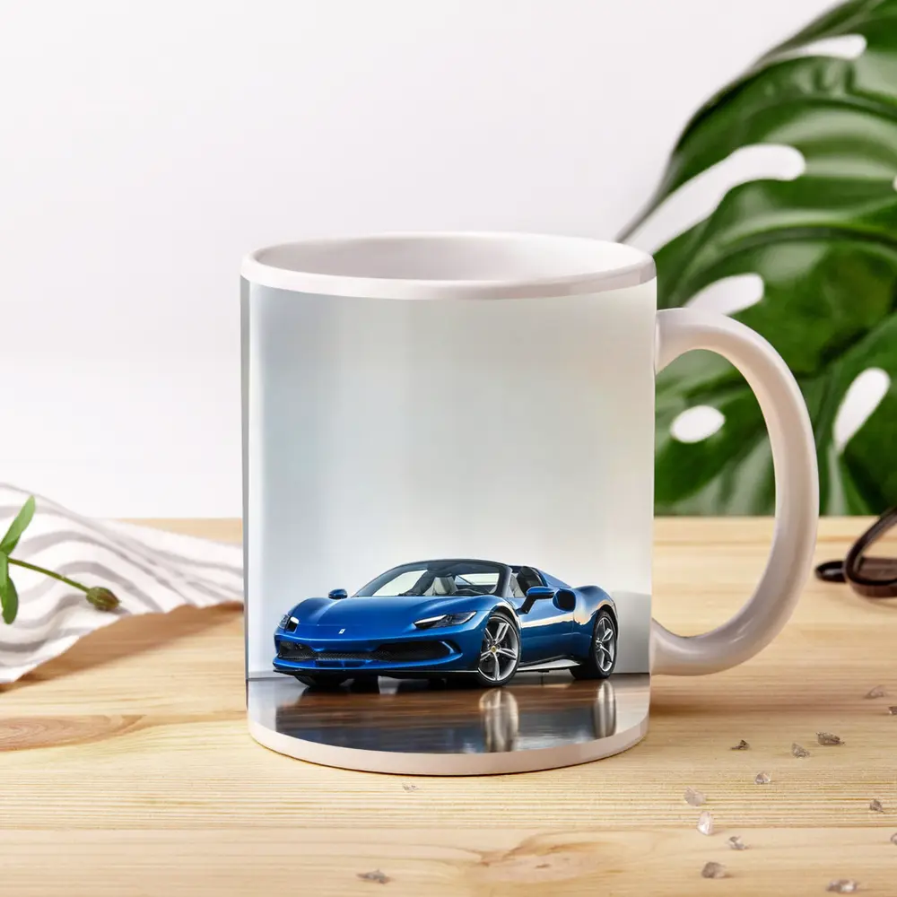 Ferrari 296 GTS Blue Supercar Indoor Setting – Mugs