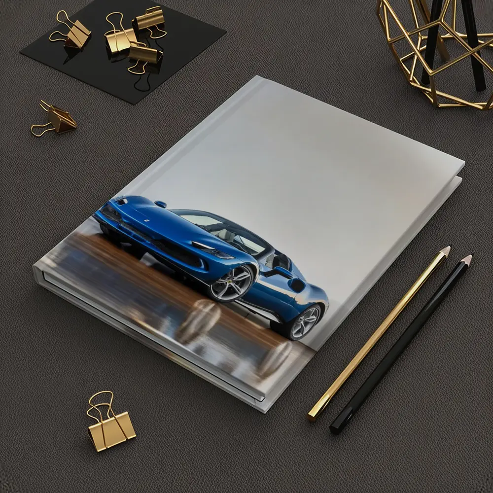 Ferrari 296 GTS Blue Supercar Indoor Setting – Notebooks