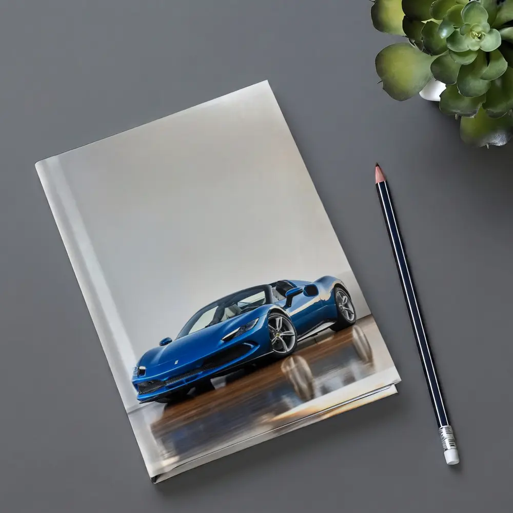 Ferrari 296 GTS Blue Supercar Indoor Setting – Notebooks