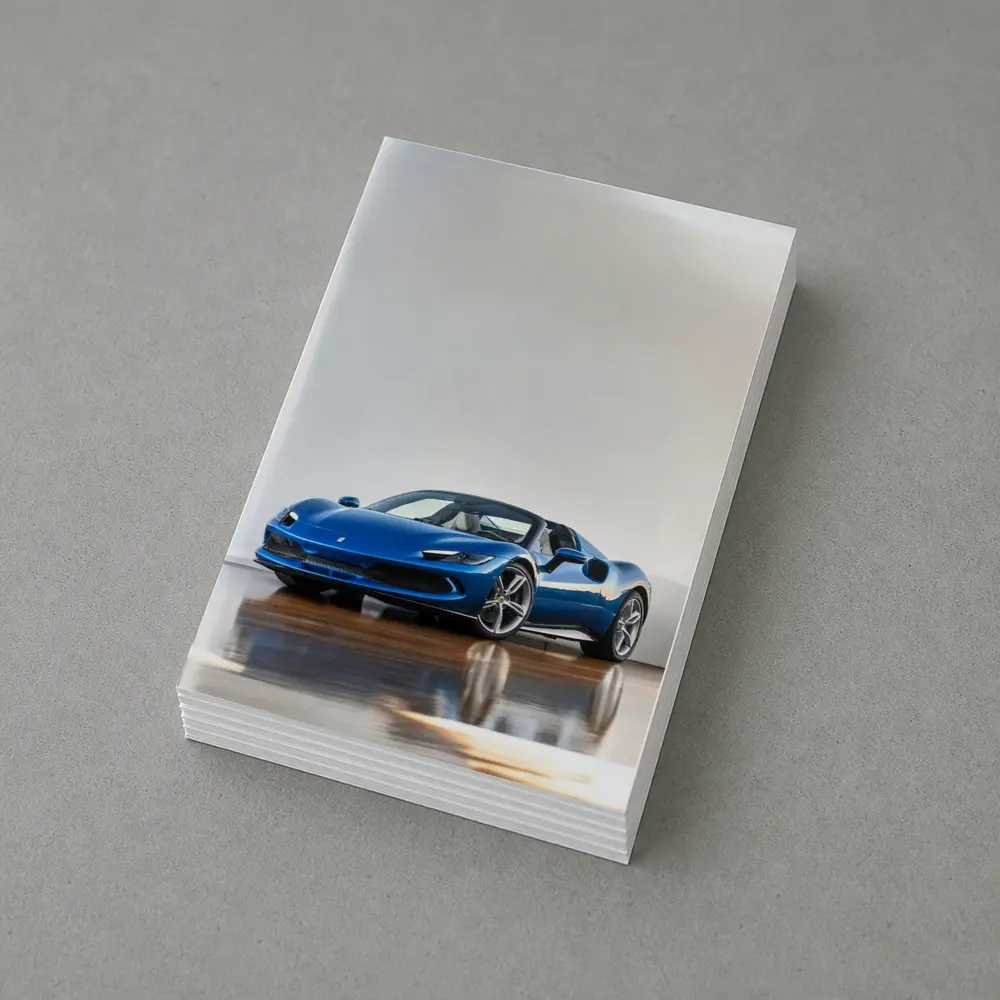 Ferrari 296 GTS Blue Supercar Indoor Setting – Postcards