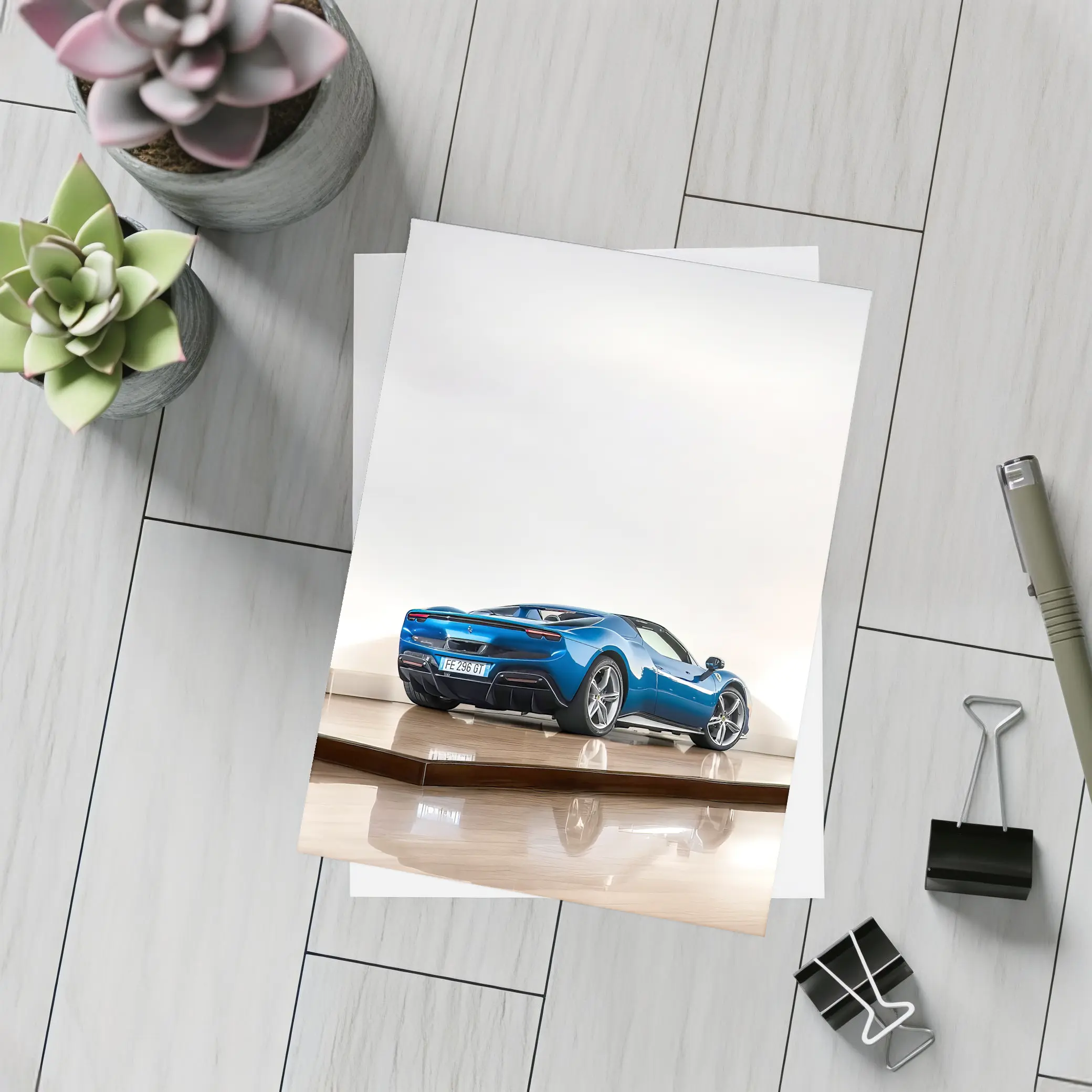 Ferrari 296 GTS Blue Studio Parquet Floor – Postcards