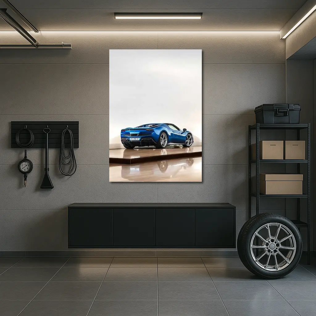 Ferrari 296 GTS Blue Studio Parquet Floor – Wall Art