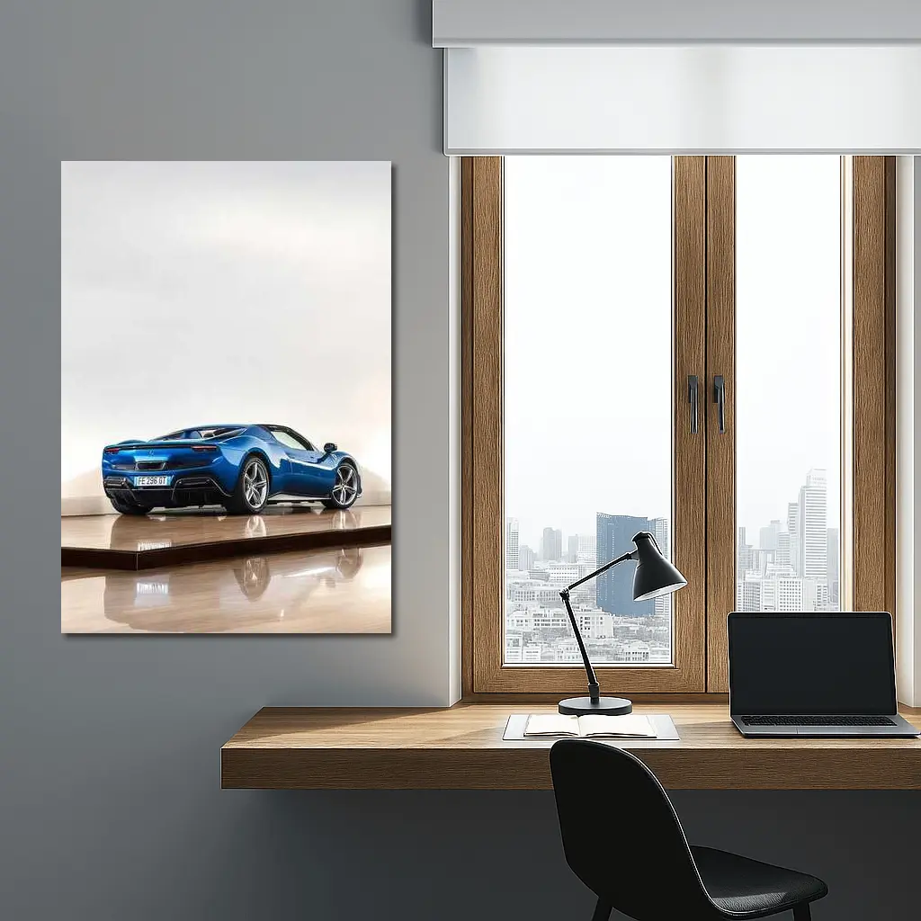Ferrari 296 GTS Blue Studio Parquet Floor – Wall Art