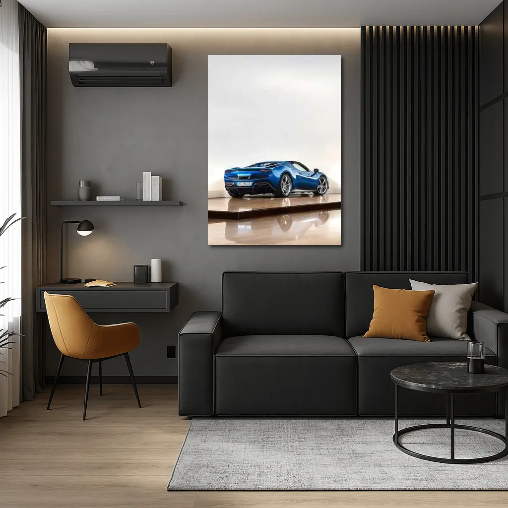 Ferrari 296 GTS Blue Studio Parquet Floor – Wall Art