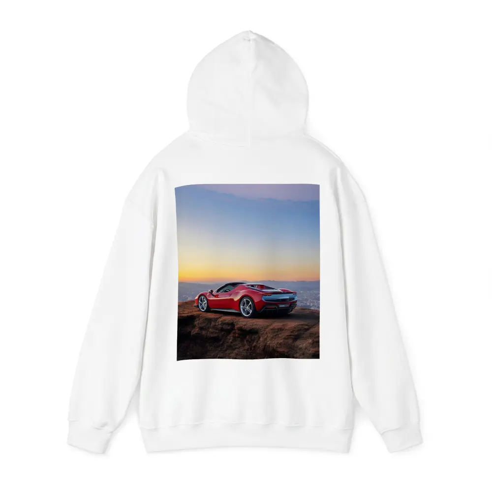 Ferrari 296 GTB Red Sunset City View – Hoodies