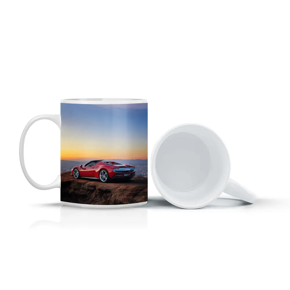 Ferrari 296 GTB Red Sunset City View – Mugs