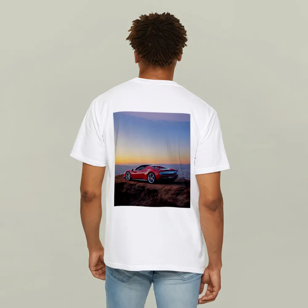 Ferrari 296 GTB Red Sunset City View – T-Shirts