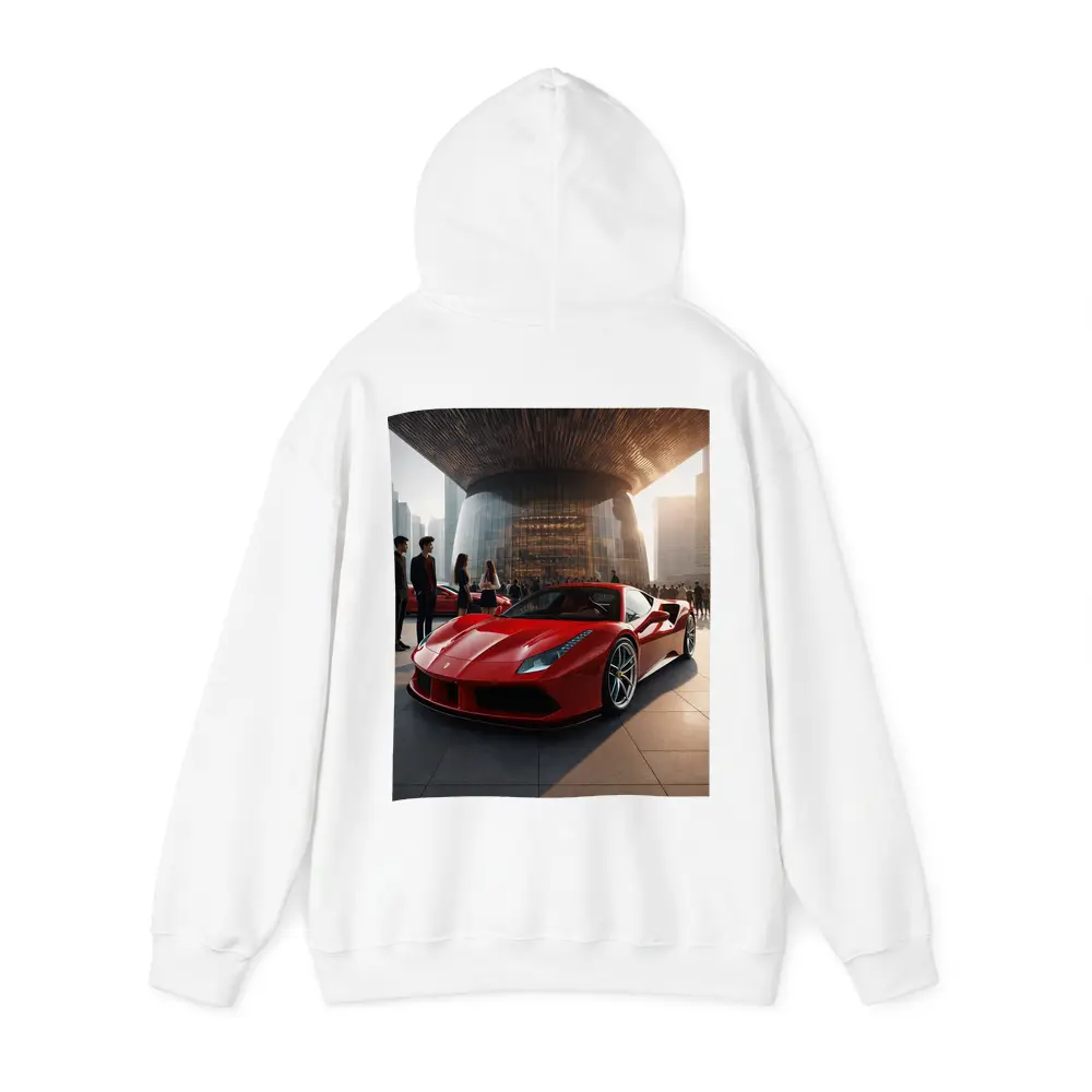 Ferrari 488 GTB Red Urban Plaza Scene – Hoodies