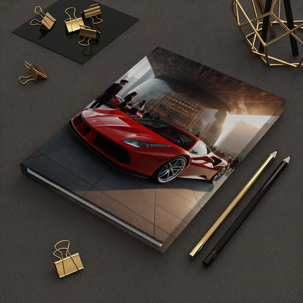 Ferrari 488 GTB Red Urban Plaza Scene – Notebooks