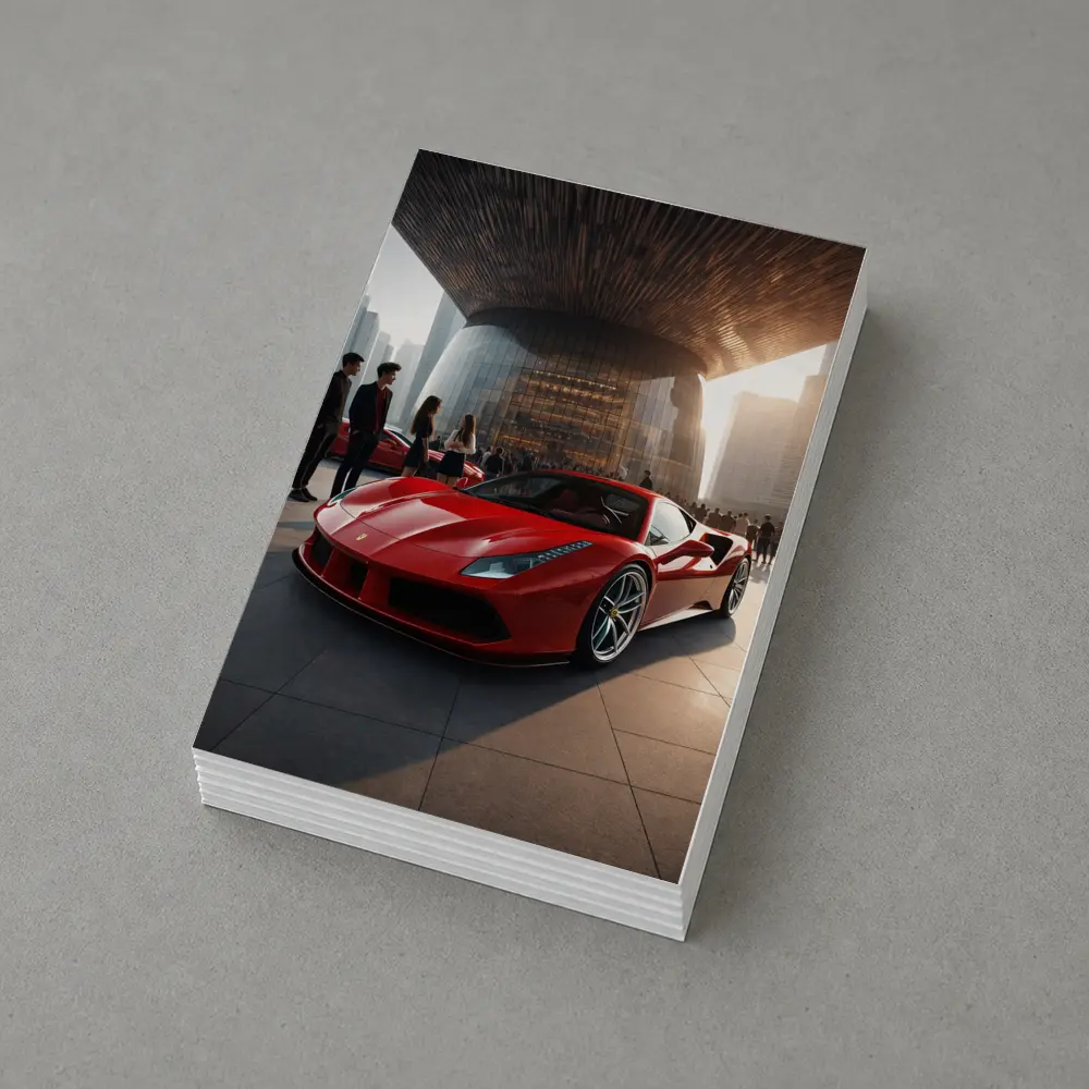 Ferrari 488 GTB Red Urban Plaza Scene – Postcards