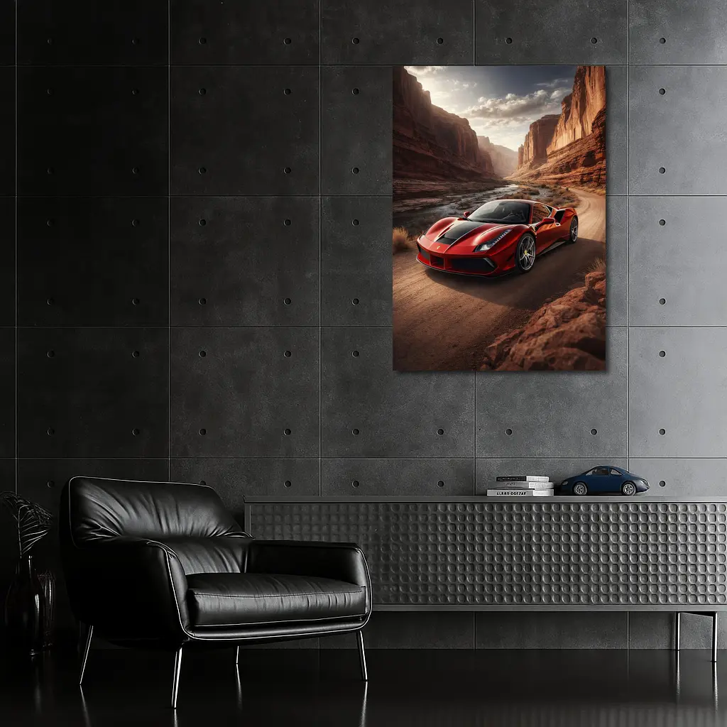 Ferrari 488 GTB Red Canyon Road – Wall Art