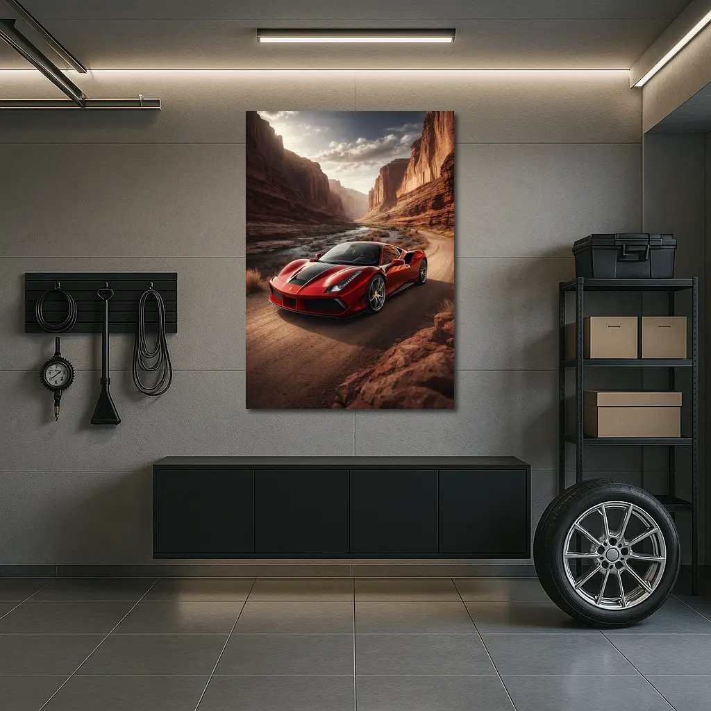 Ferrari 488 GTB Red Canyon Road – Wall Art