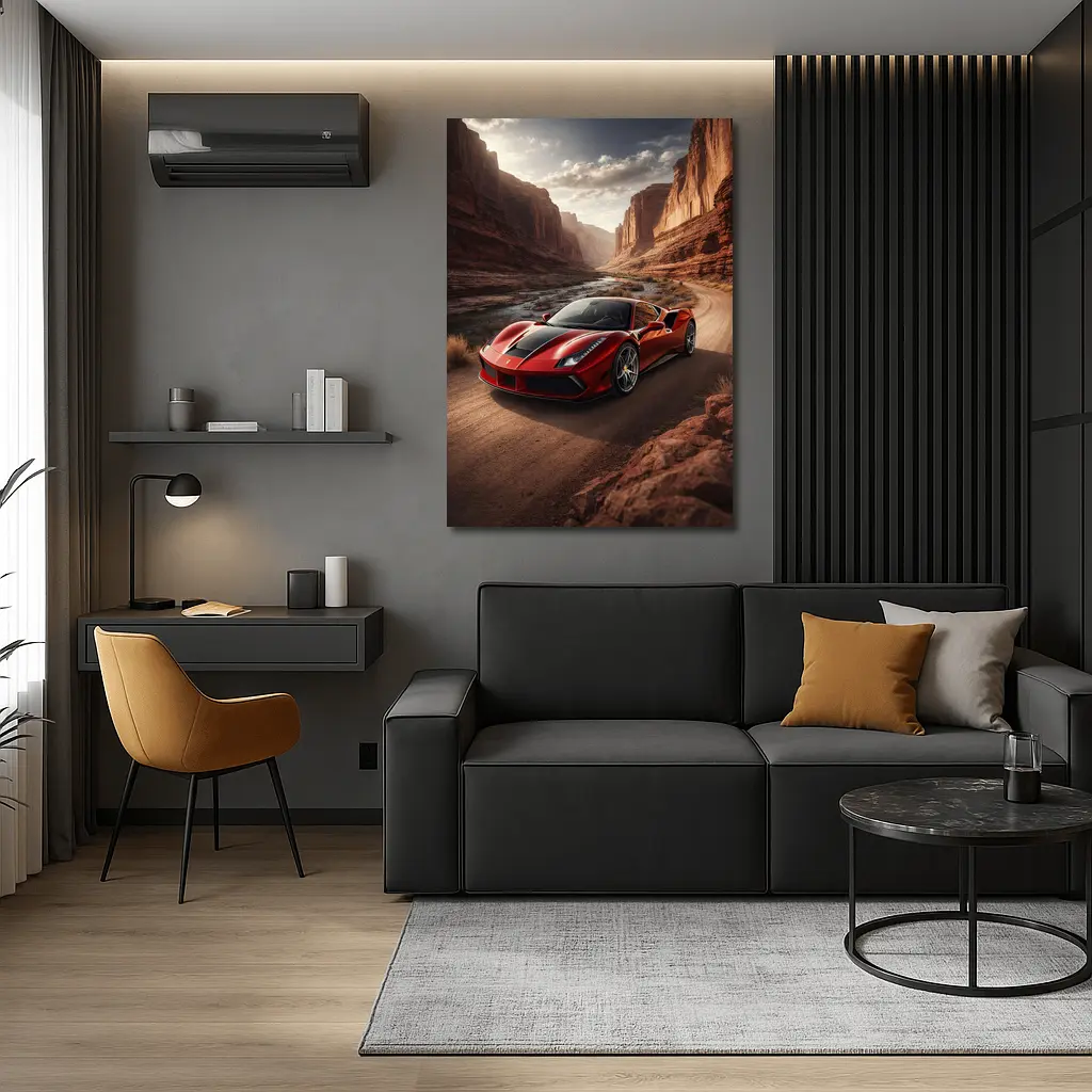 Ferrari 488 GTB Red Canyon Road – Wall Art