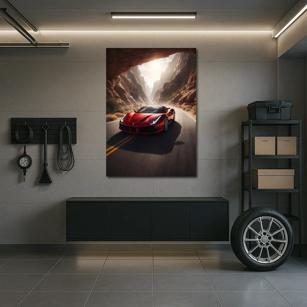 Ferrari 488 GTB Red Canyon Road – Wall Art