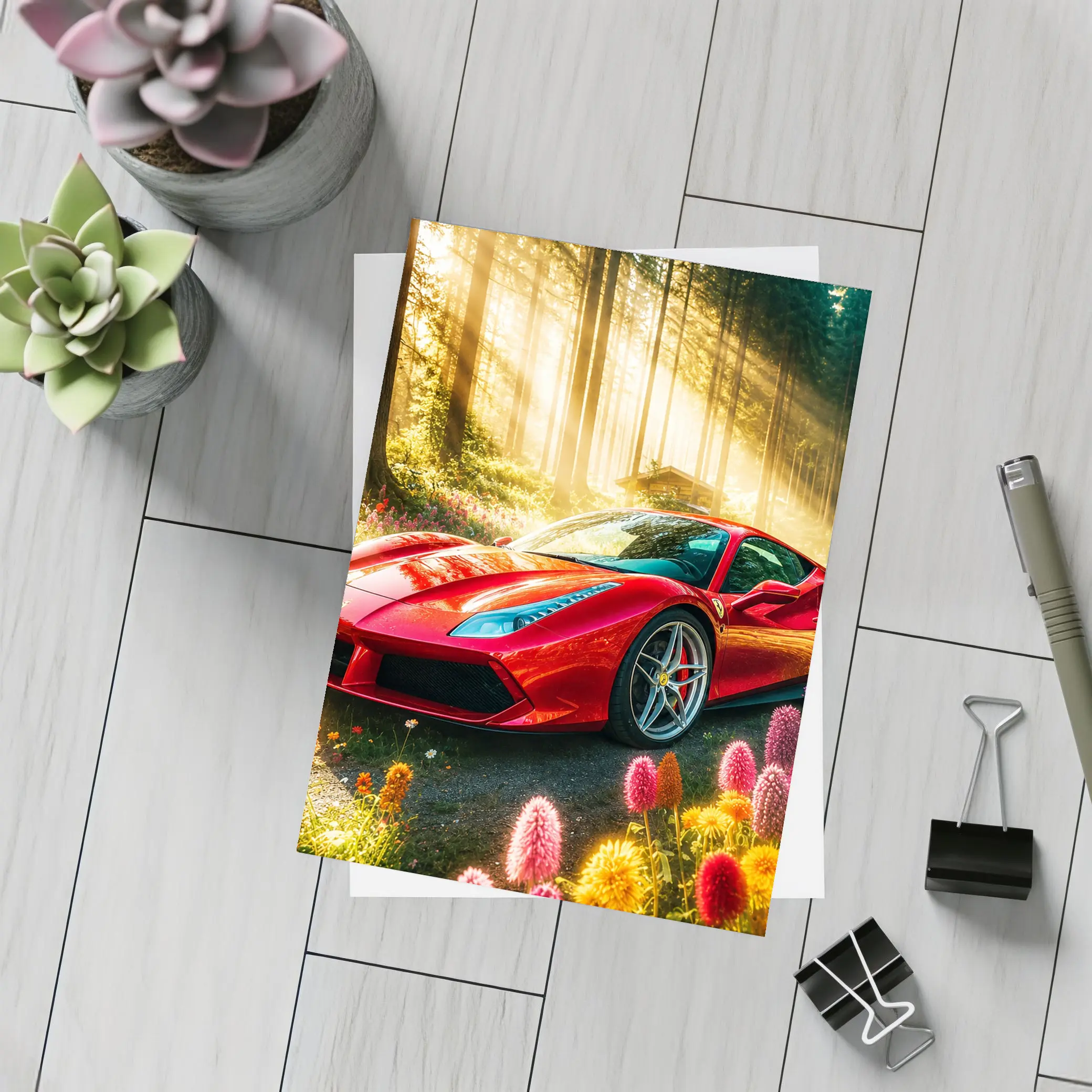 Ferrari 488 GTB Red Forest Sunlight – Postcards