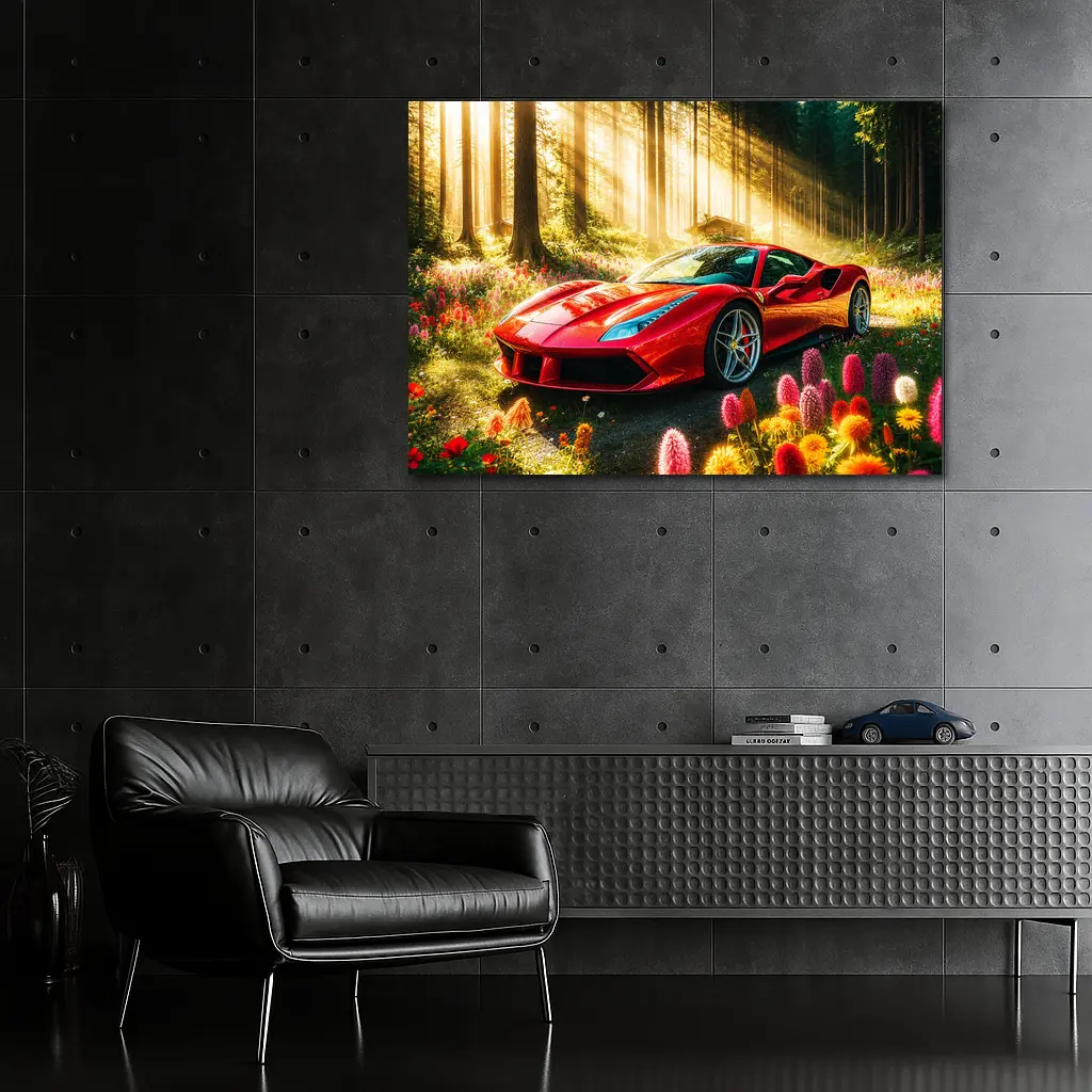 Ferrari 488 GTB Red Forest Sunlight – Wall Art