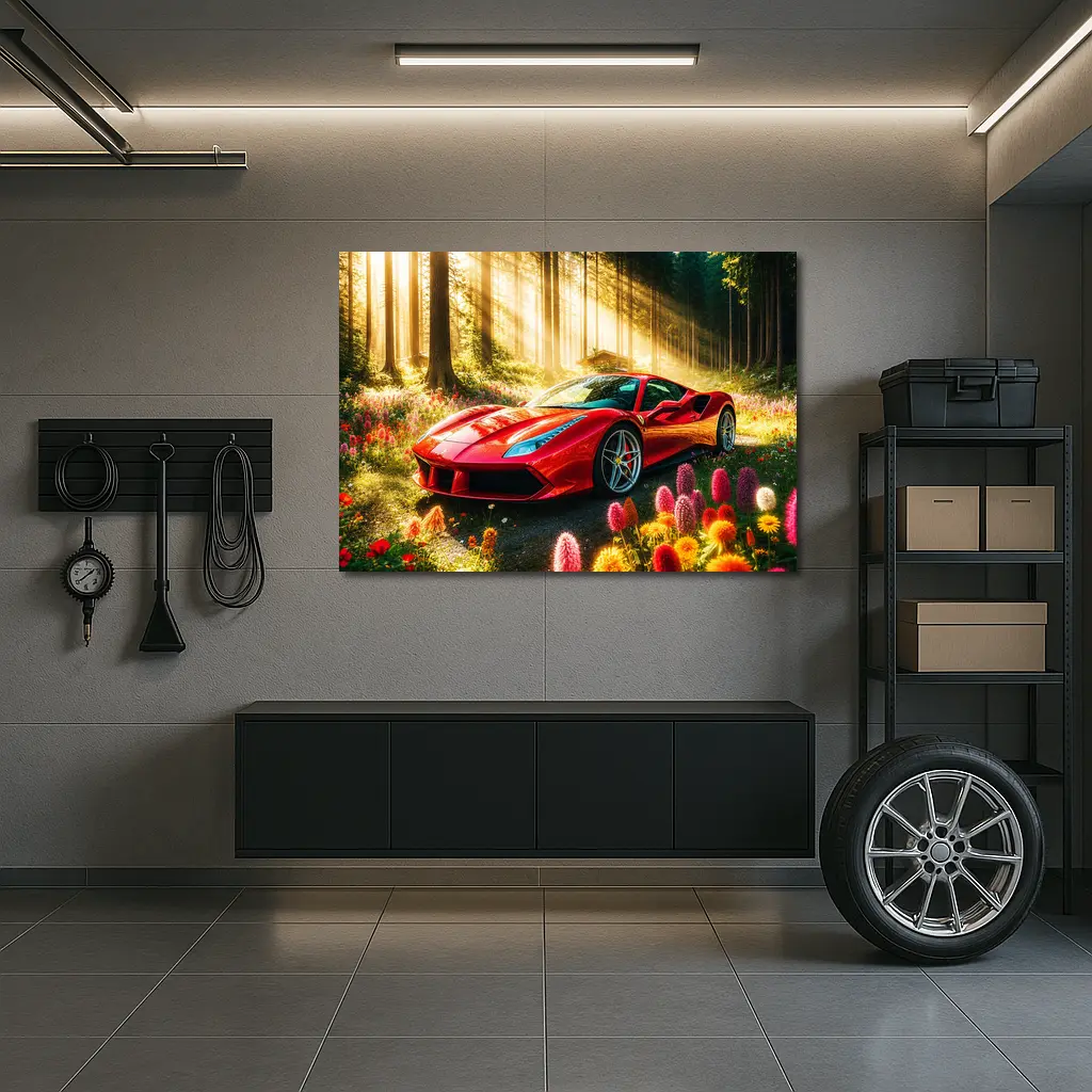 Ferrari 488 GTB Red Forest Sunlight – Wall Art