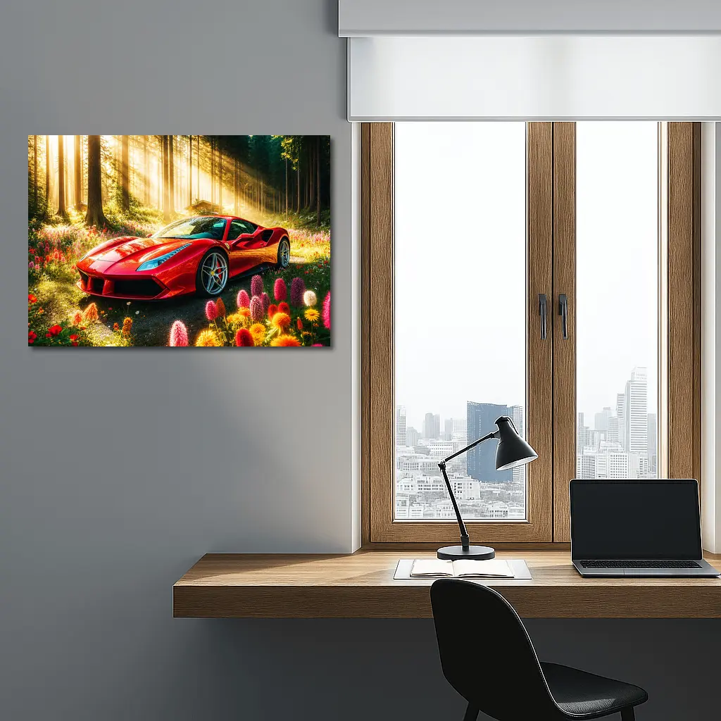 Ferrari 488 GTB Red Forest Sunlight – Wall Art