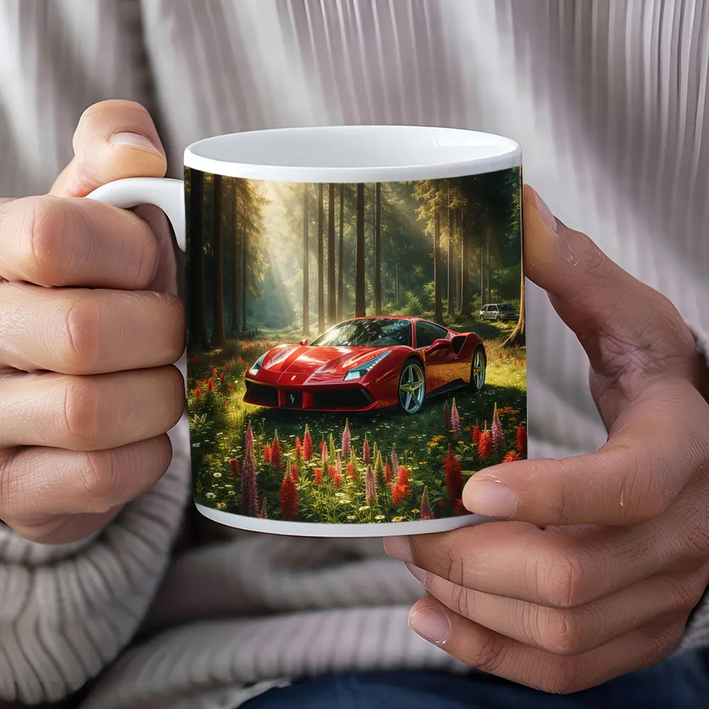 Ferrari 488 GTB Red Forest Wildflowers – Mugs