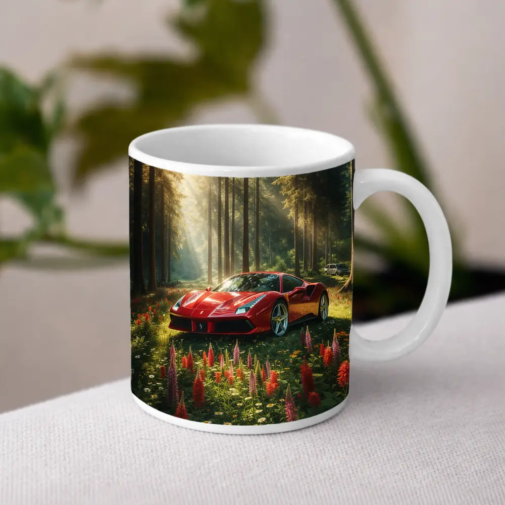 Ferrari 488 GTB Red Forest Wildflowers – Mugs