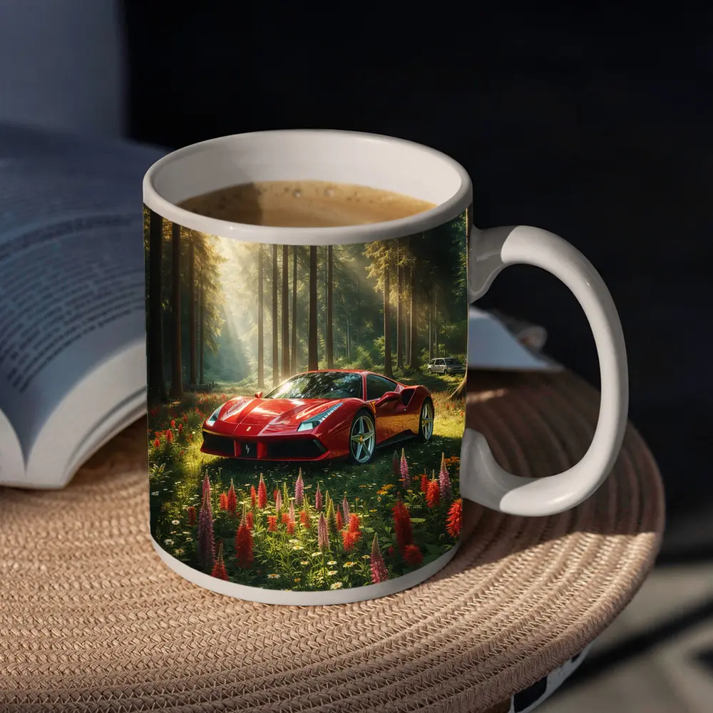 Ferrari 488 GTB Red Forest Wildflowers – Mugs