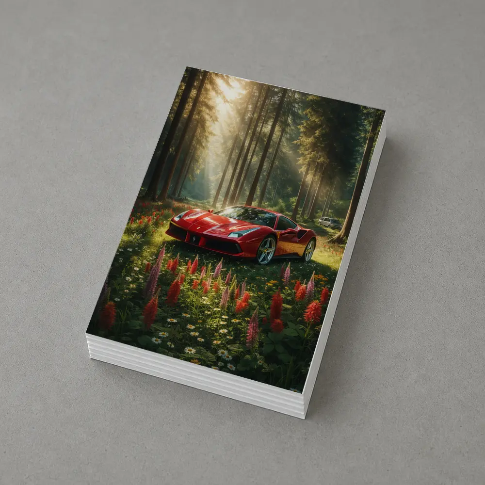 Ferrari 488 GTB Red Forest Wildflowers – Postcards