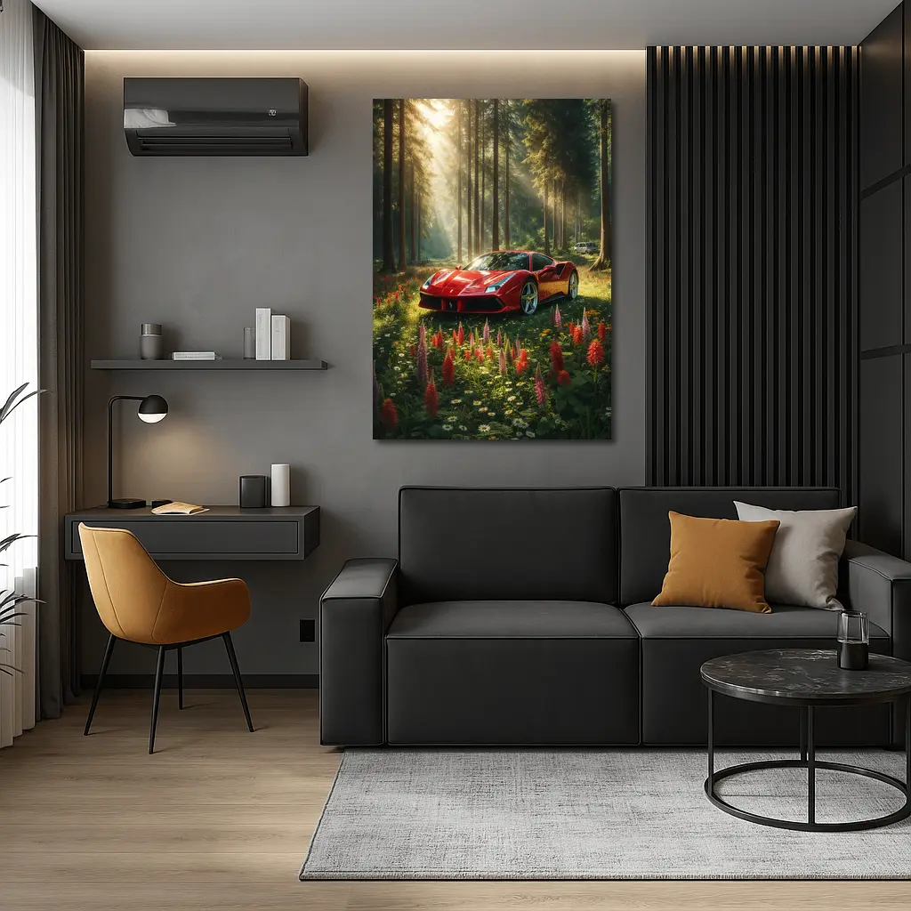Ferrari 488 GTB Red Forest Wildflowers – Wall Art