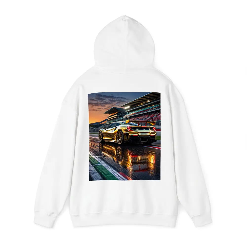 Ferrari 488 GTB Gold Race Track Sunset – Hoodies