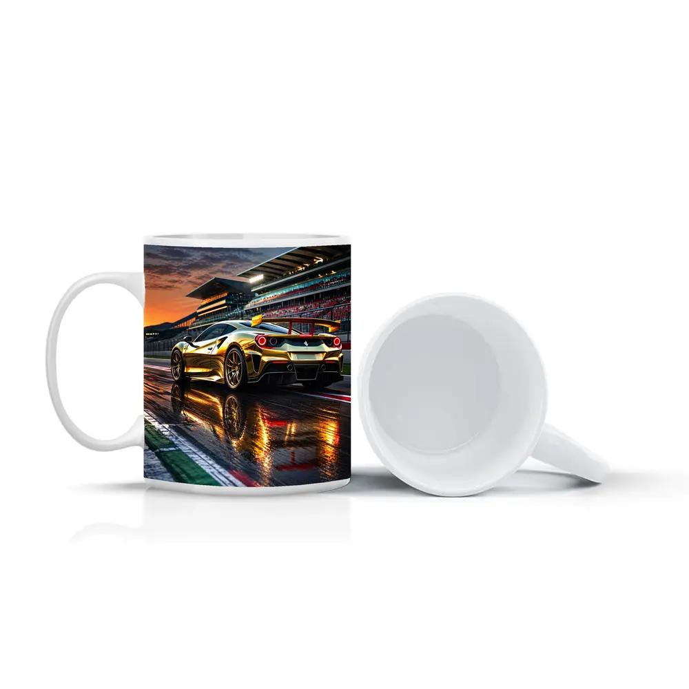 Ferrari 488 GTB Gold Race Track Sunset – Mugs