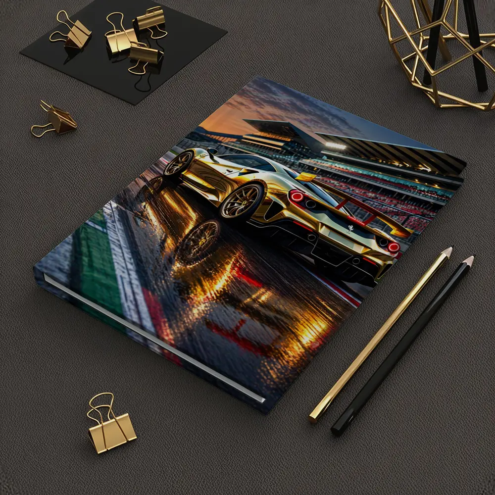Ferrari 488 GTB Gold Race Track Sunset – Notebooks