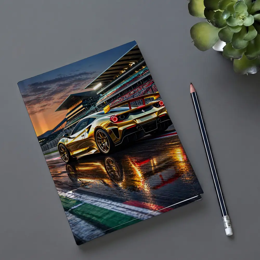 Ferrari 488 GTB Gold Race Track Sunset – Notebooks