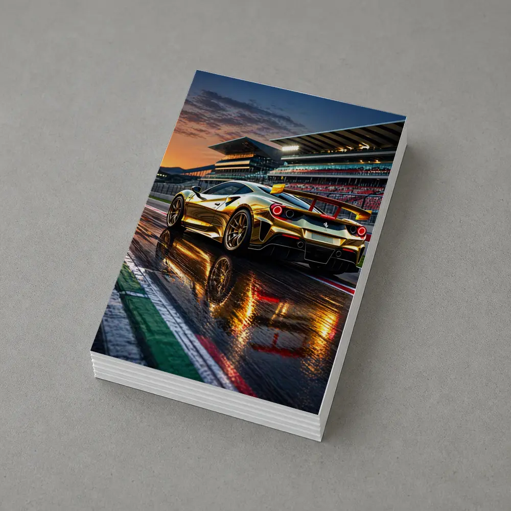 Ferrari 488 GTB Gold Race Track Sunset – Postcards