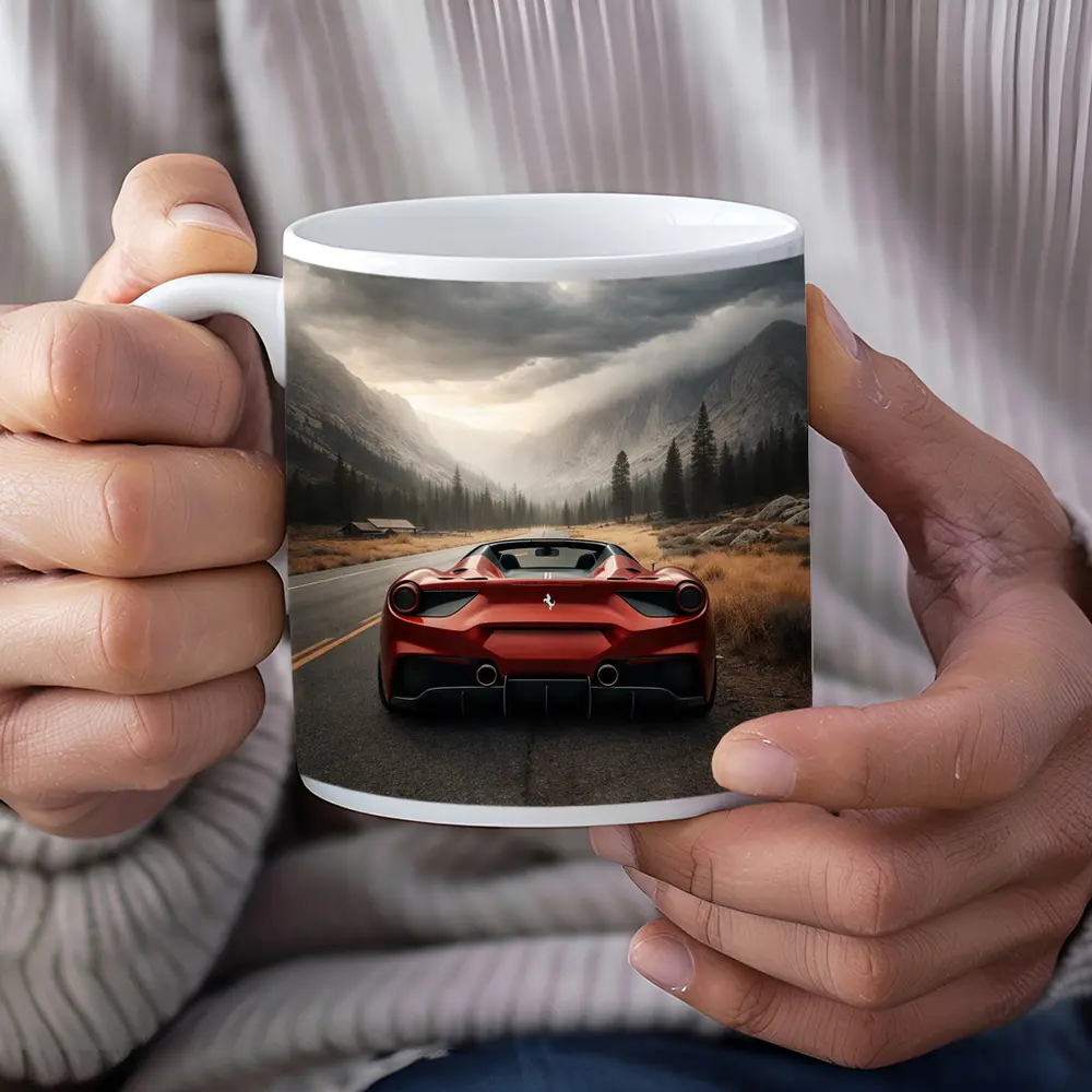 Ferrari 488 Spider Mountain Road Moody Sky – Mugs