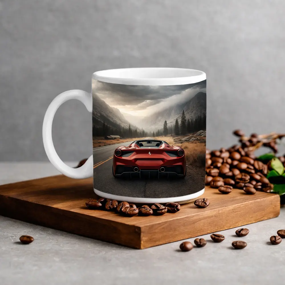 Ferrari 488 Spider Mountain Road Moody Sky – Mugs